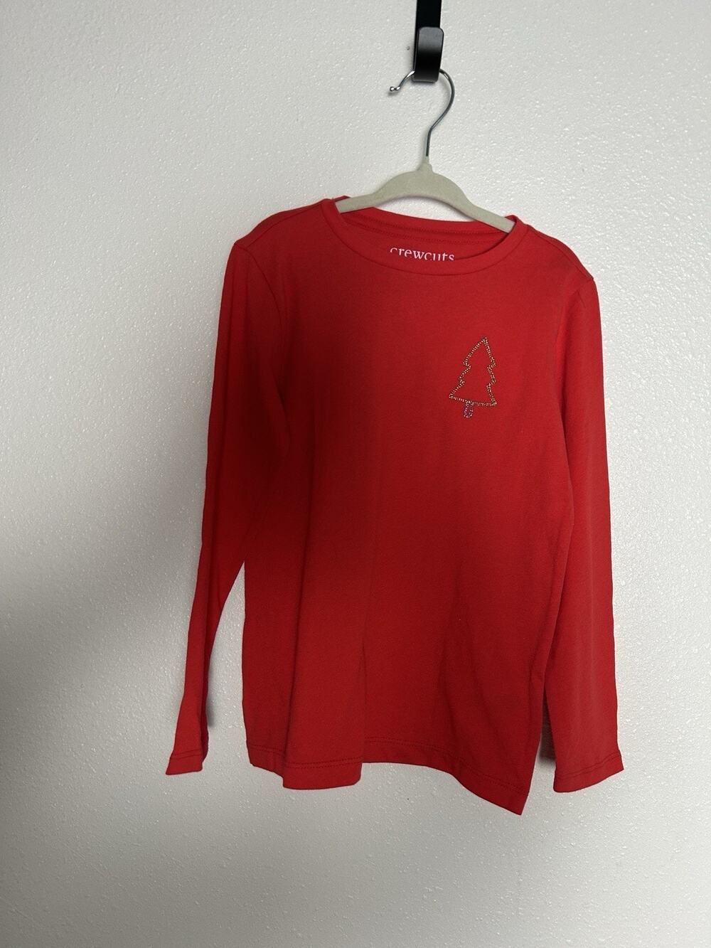 NWT Crewcuts Girls' embroidered Red holiday tree graphic tee Size XS (4-5)
